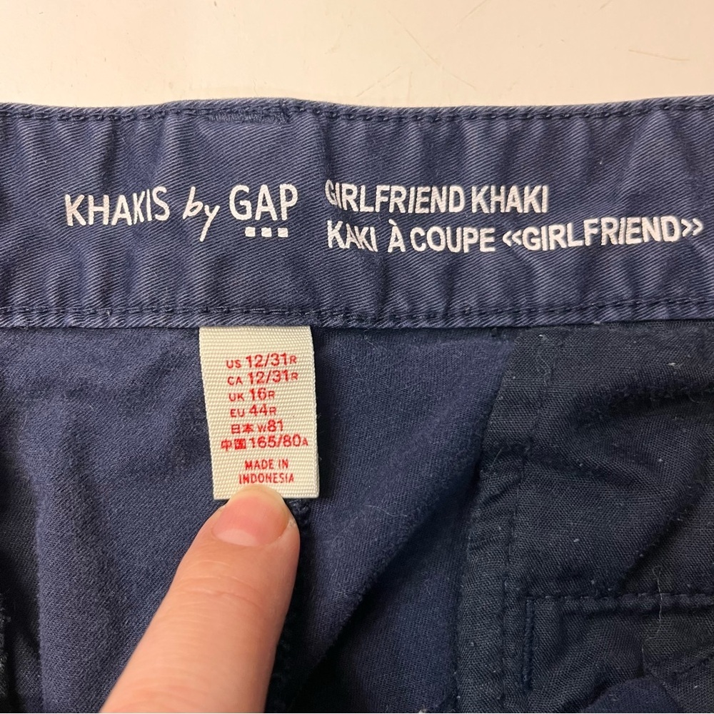 Gap Girlfriend Khaki Navy Chino Pants, size 12/31 - Picture 7 of 11
